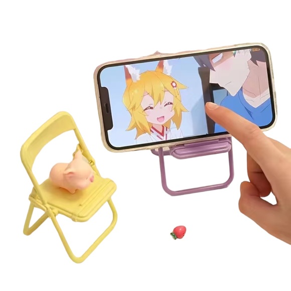 Cell Phone Holder Purple Plastic Folding Chair - Picture 4 of 4